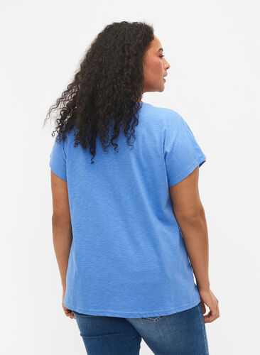T-shirt en coton avec imprimé feuilles, Ultramarine C Leaf, Model image number 1