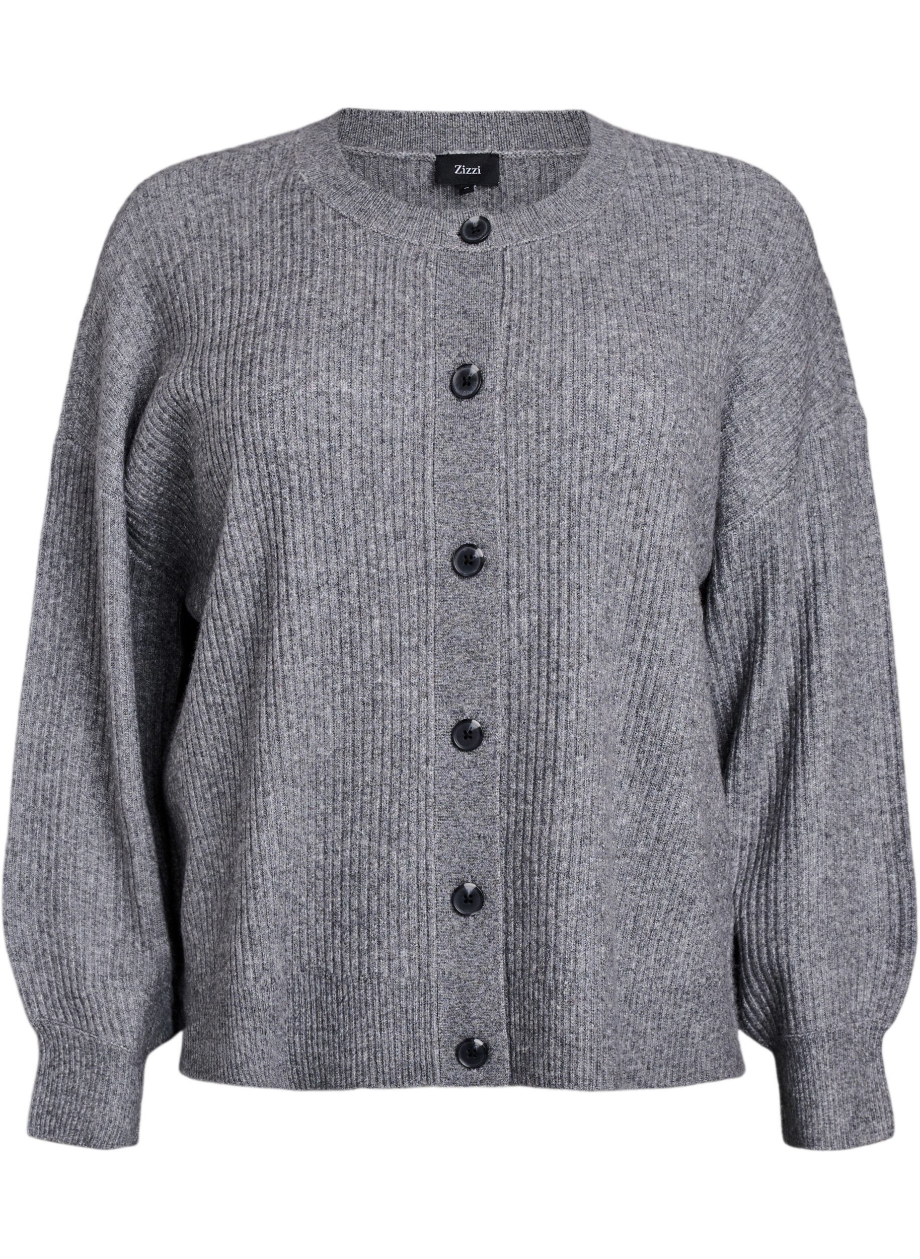 ZizziCardigan en tricot c&ocirc;tel&eacute; avec boutons, Gris, Packshot image number 0