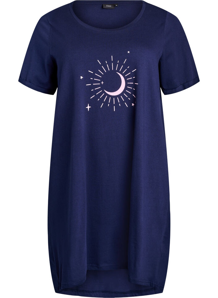 Chemise de nuit &agrave; manches courtes en coton biologique, Bleu, Packshot image number 0