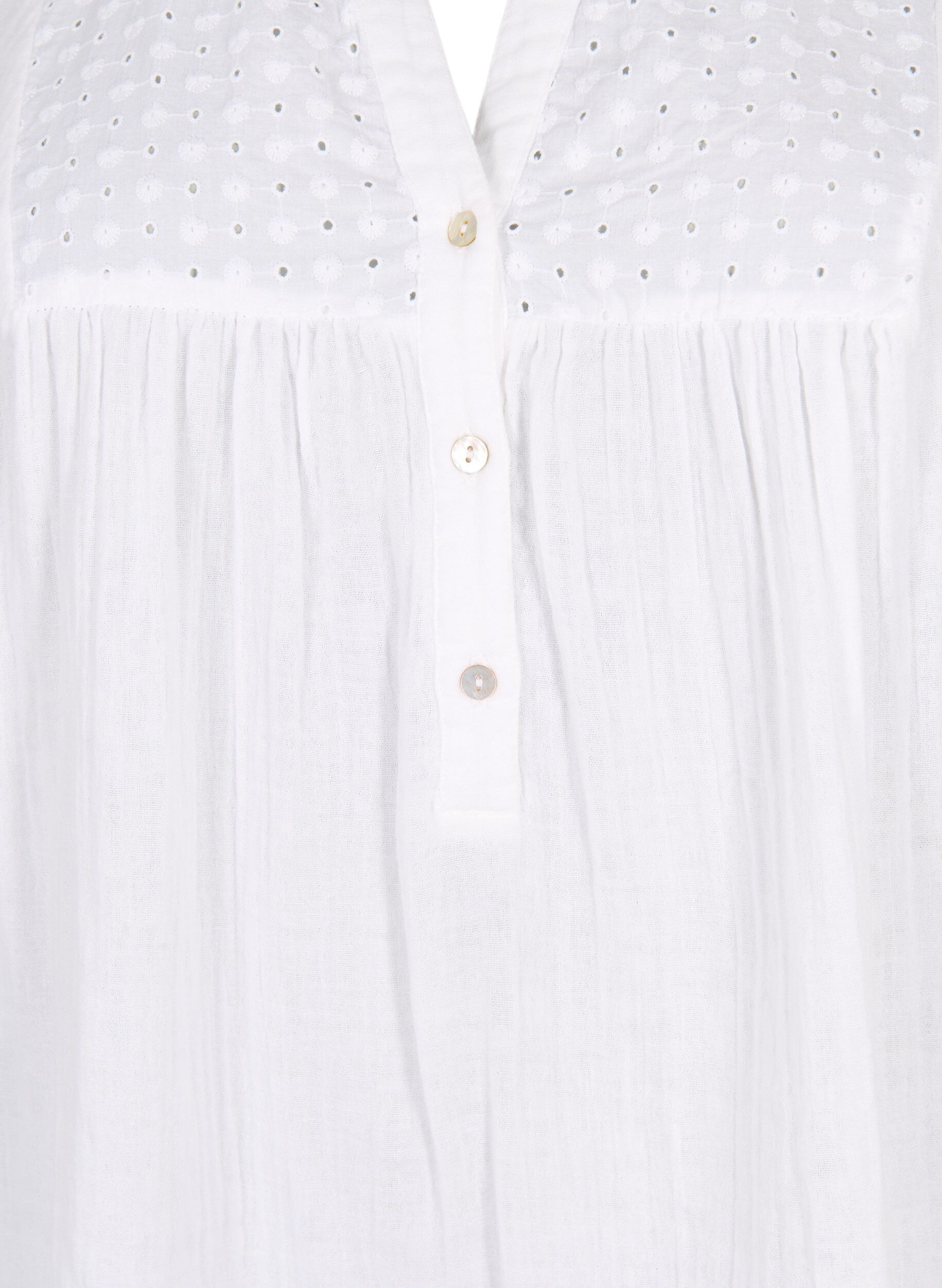 Zizzi Tunique en coton avec broderie anglaise, Bright White, Packshot image number 2