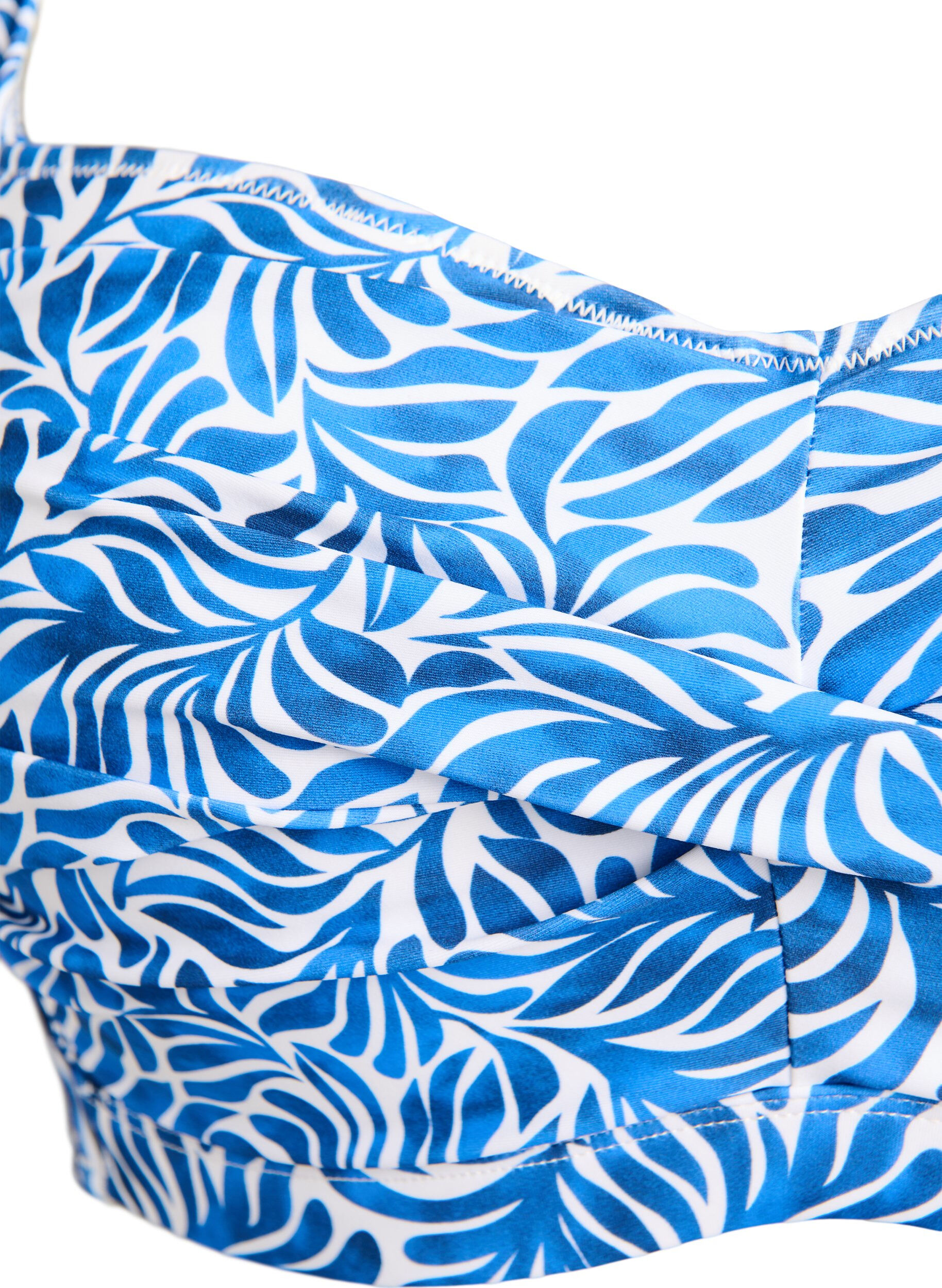 ZizziHaut de bikini rembourr&eacute; et imprim&eacute;, Bleu, Packshot image number 2