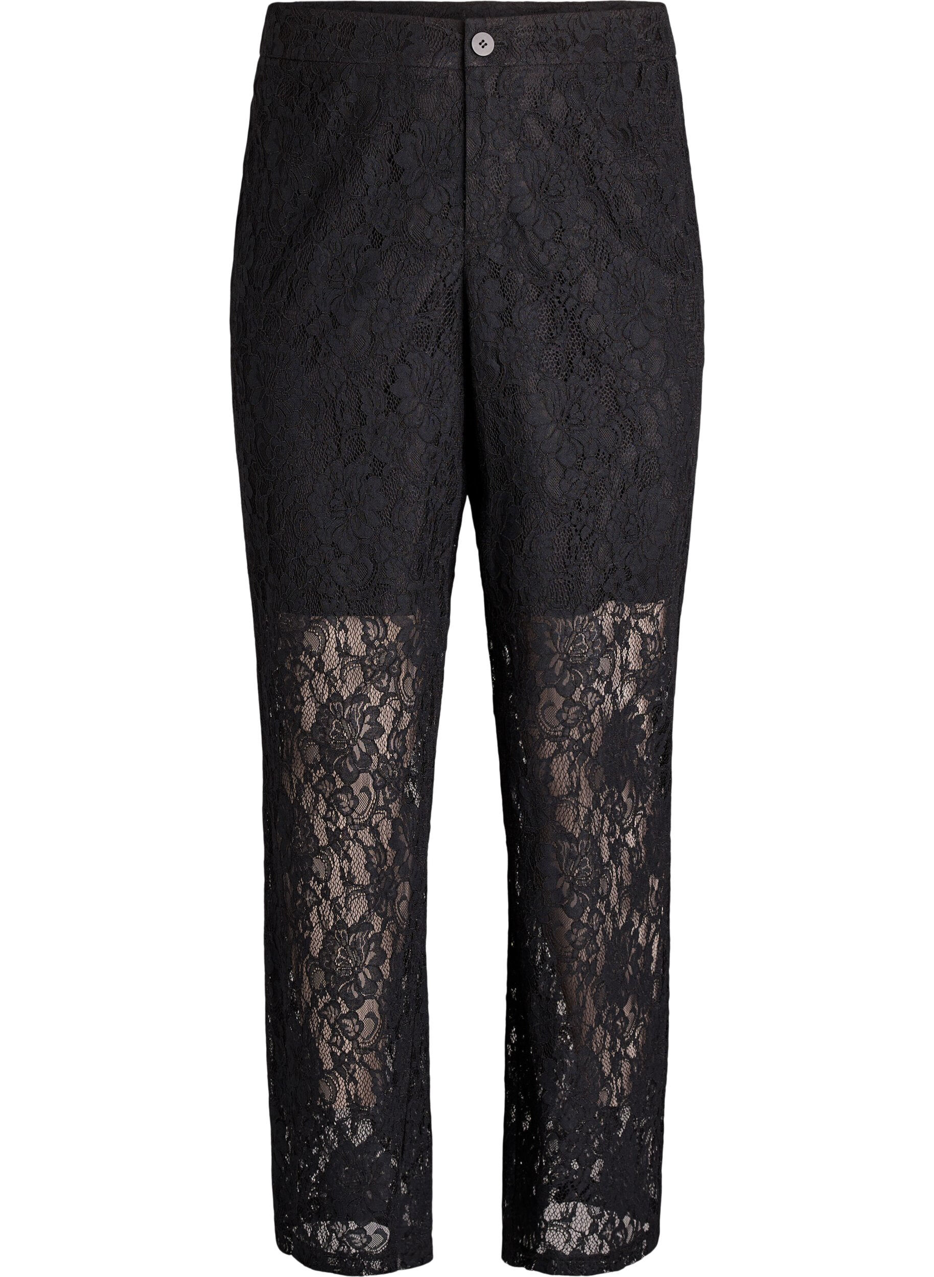 Pantalon taille haute en dentelle