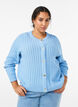Cardigan en maille torsad&eacute;e avec boutons dor&eacute;s, Bleu, Model image number 0