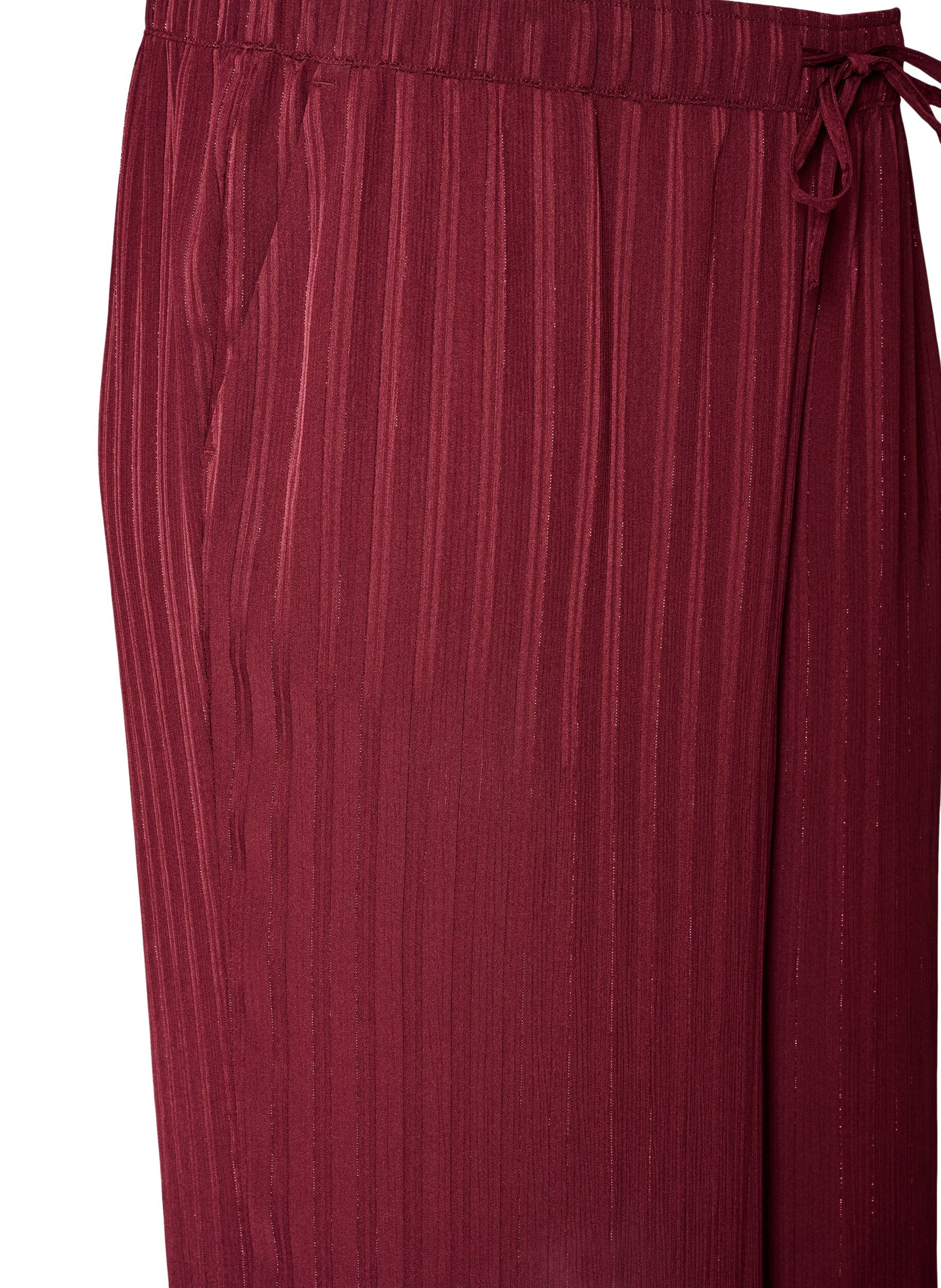 ZizziPantalon &agrave; rayures textur&eacute;es et coupe droite, Bordeaux, Packshot image number 2