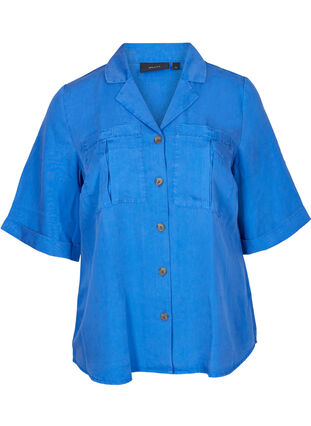 Chemise à manches courtes avec poches poitrine, Dazzling Blue, Packshot image number 0