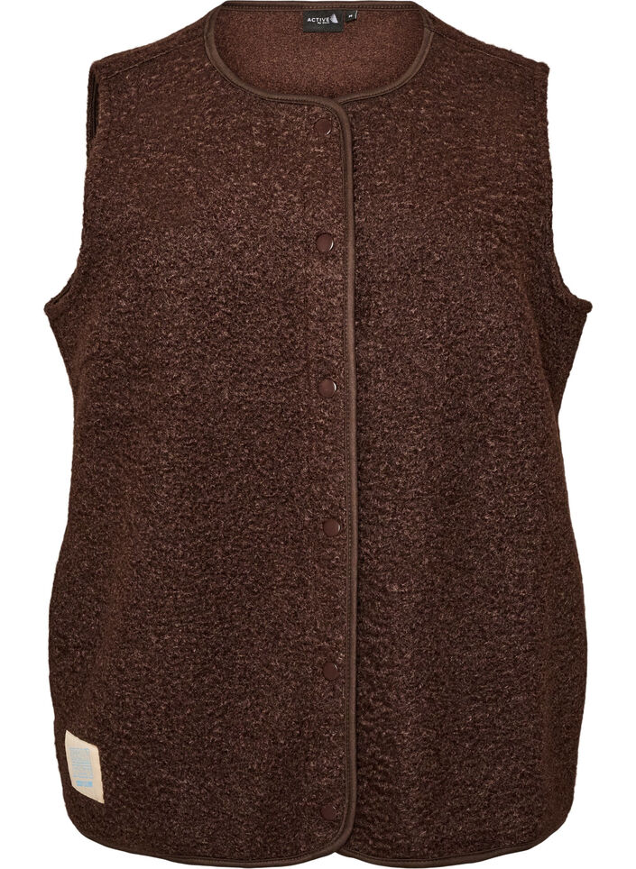 Gilet en polaire avec boutons-pression et poches lat&eacute;rales, Marron, Packshot image number 0