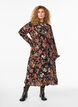 Robe midi &agrave; imprim&eacute; floral avec ceinture amovible &agrave; nouer, Charbon, Model image number 0
