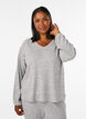Blouse en jersey c&ocirc;tel&eacute; avec col en V, Gris, Model image number 0