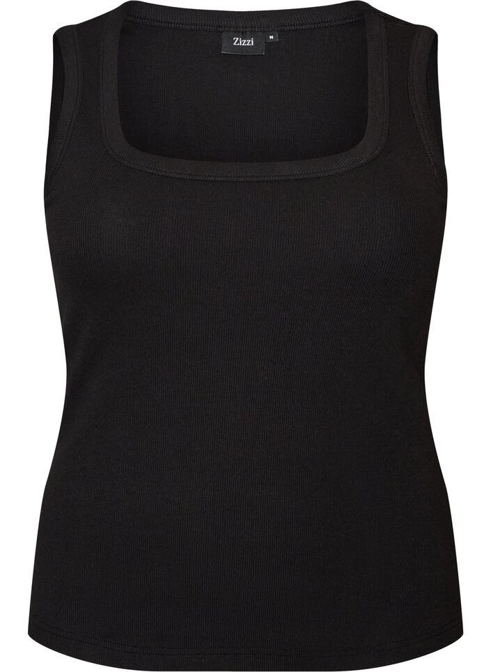 Rib top with square neckline, Black, Packshot image number 0