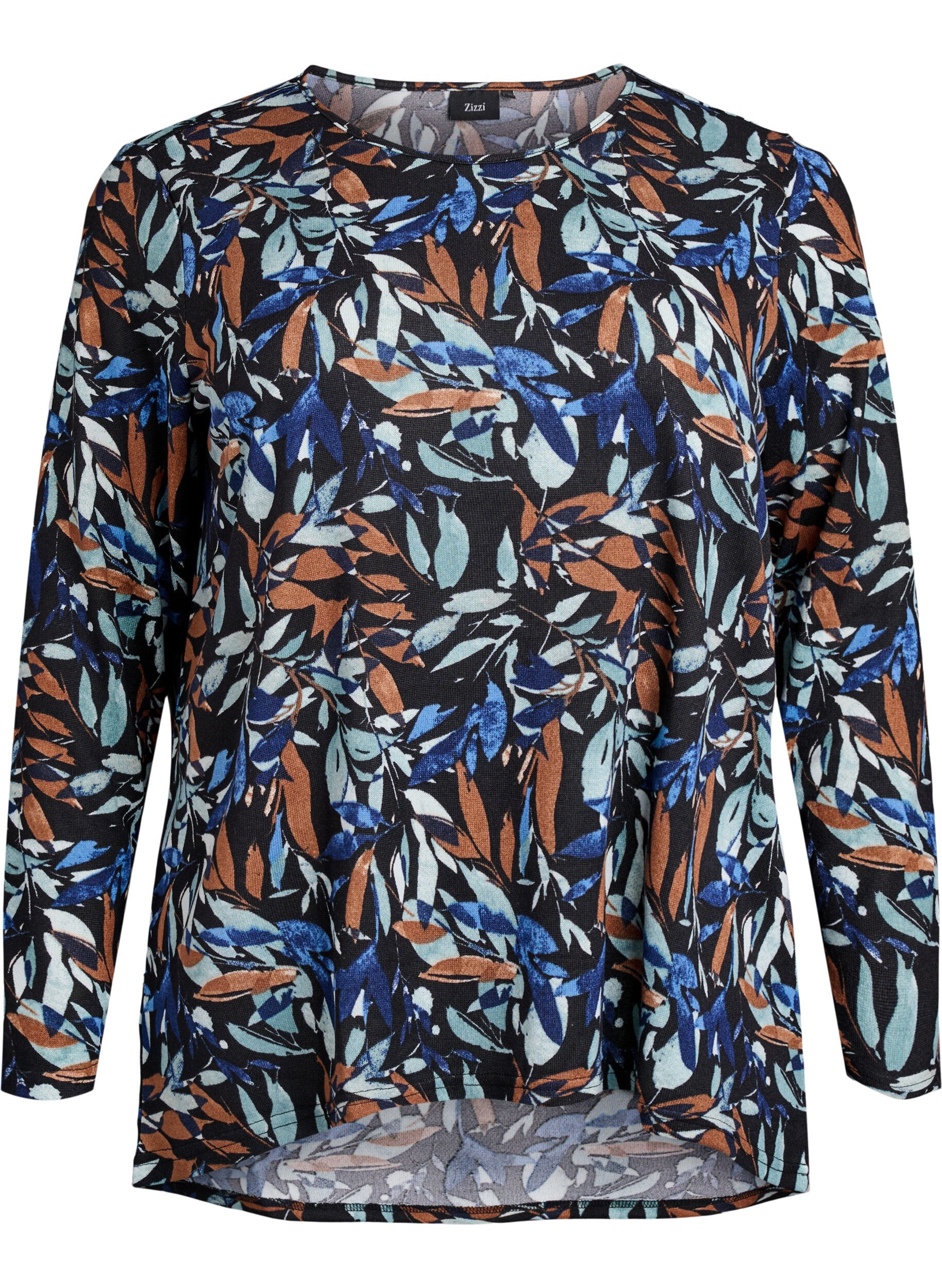 ZizziChemisier &agrave; motifs &agrave; manches longues, Bleu, Packshot image number 0