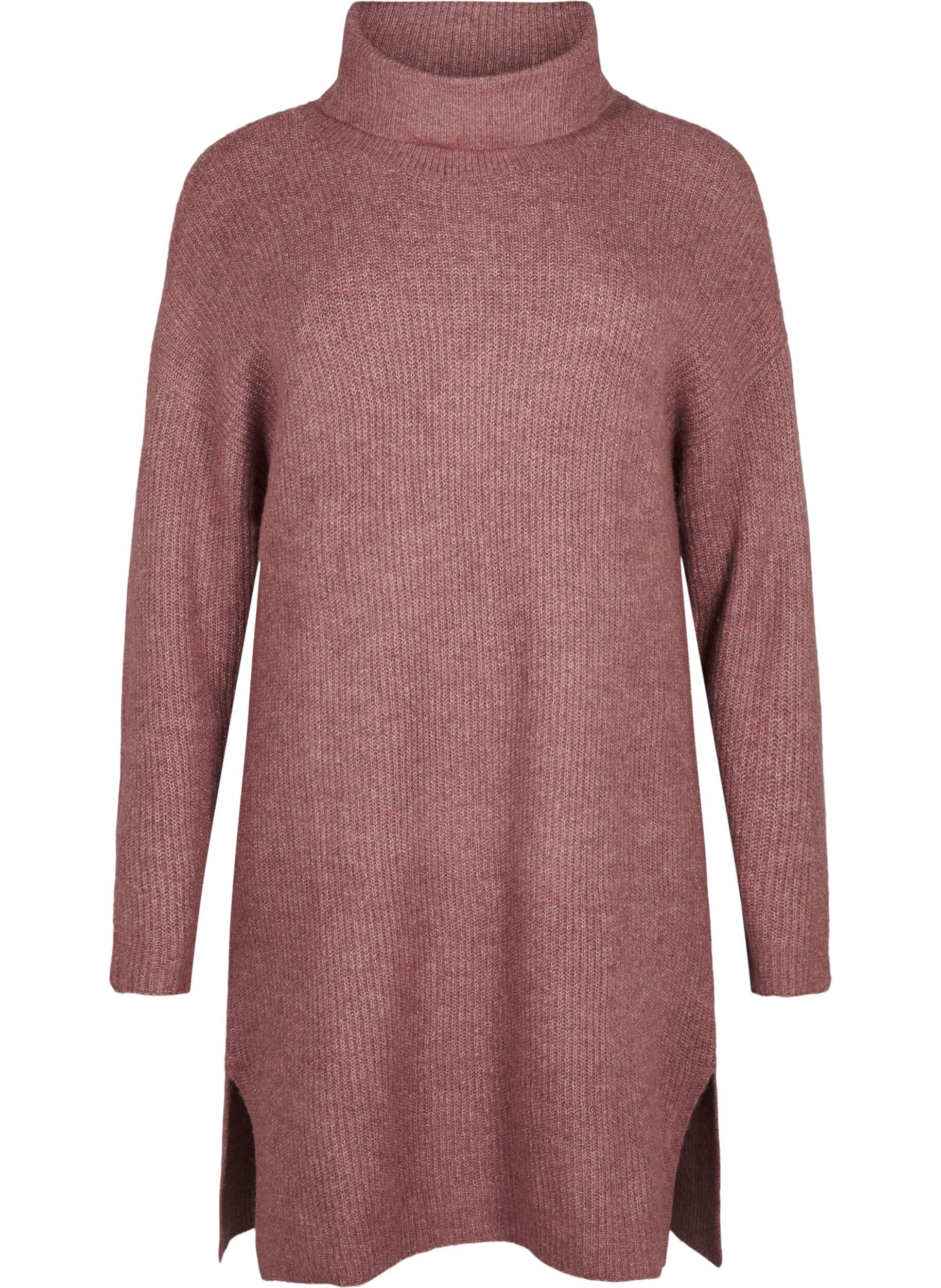ZizziRobe en tricot et &agrave; col roul&eacute;, Rose poudr&eacute;e, Packshot image number 0