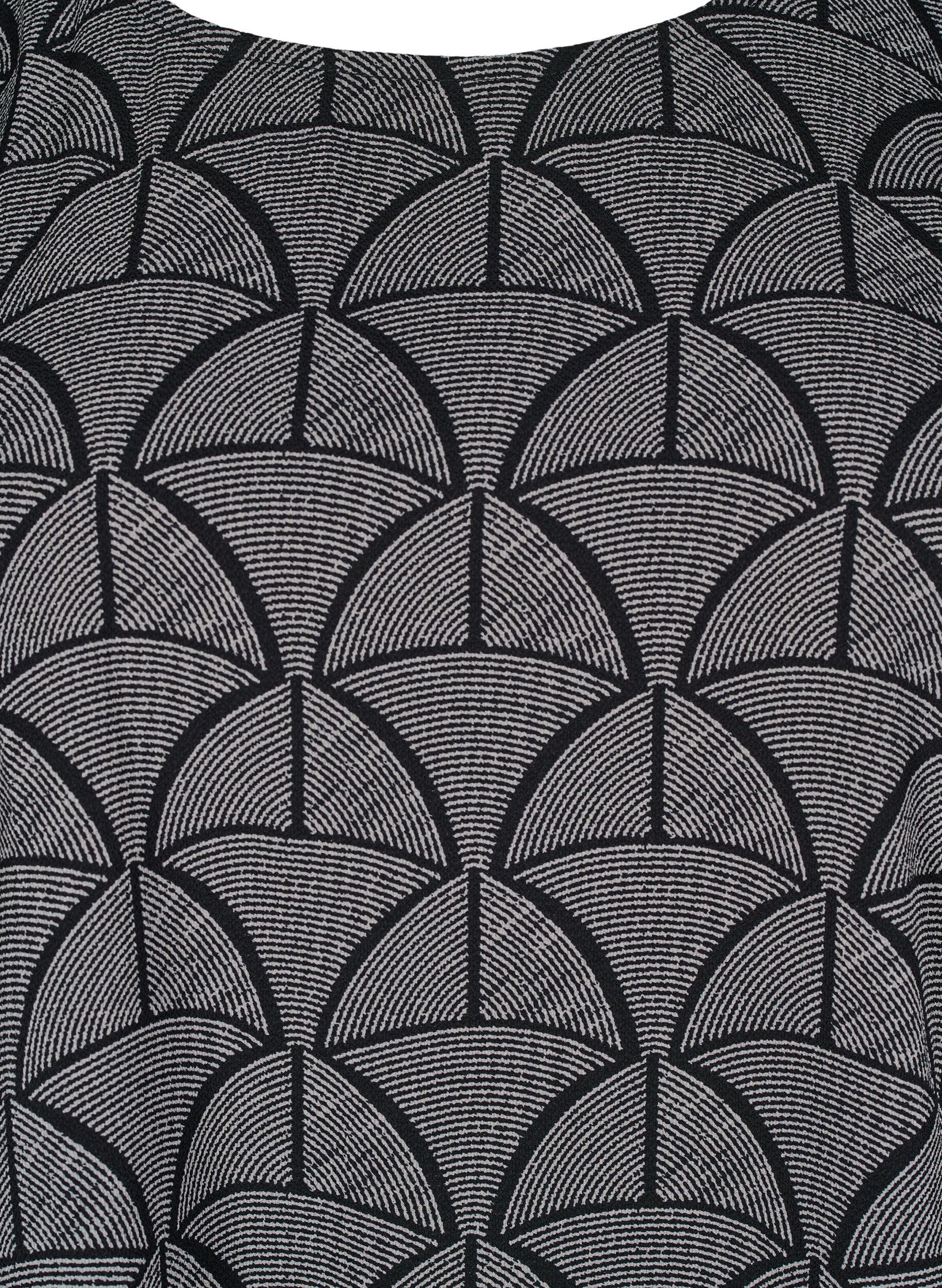 Zizzi Chemisier &agrave; manches courtes imprim&eacute;, Black Grey Graphic , Packshot image number 2