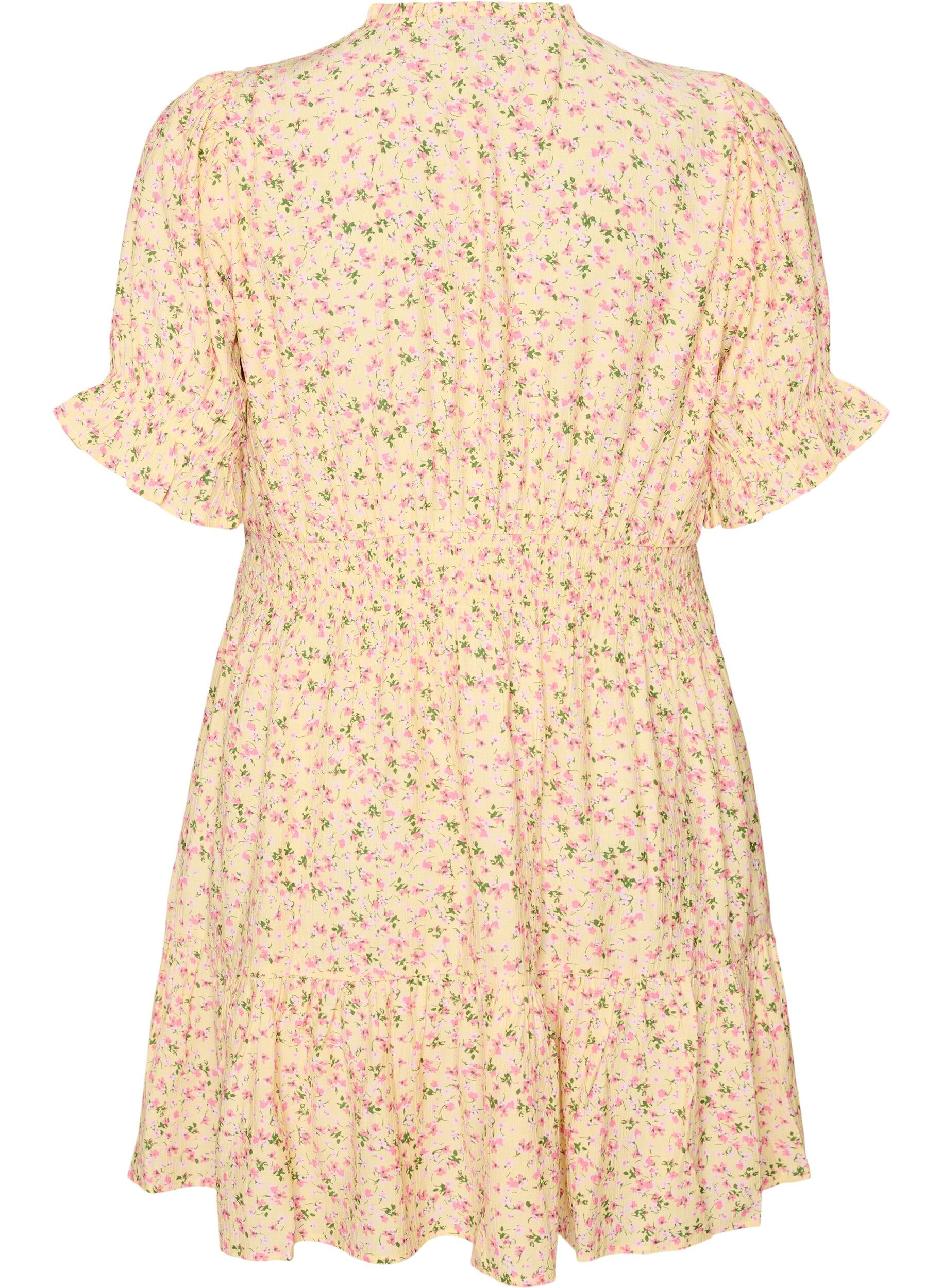 ZizziRobe courte en viscose avec volants, Jaune, Packshot image number 1