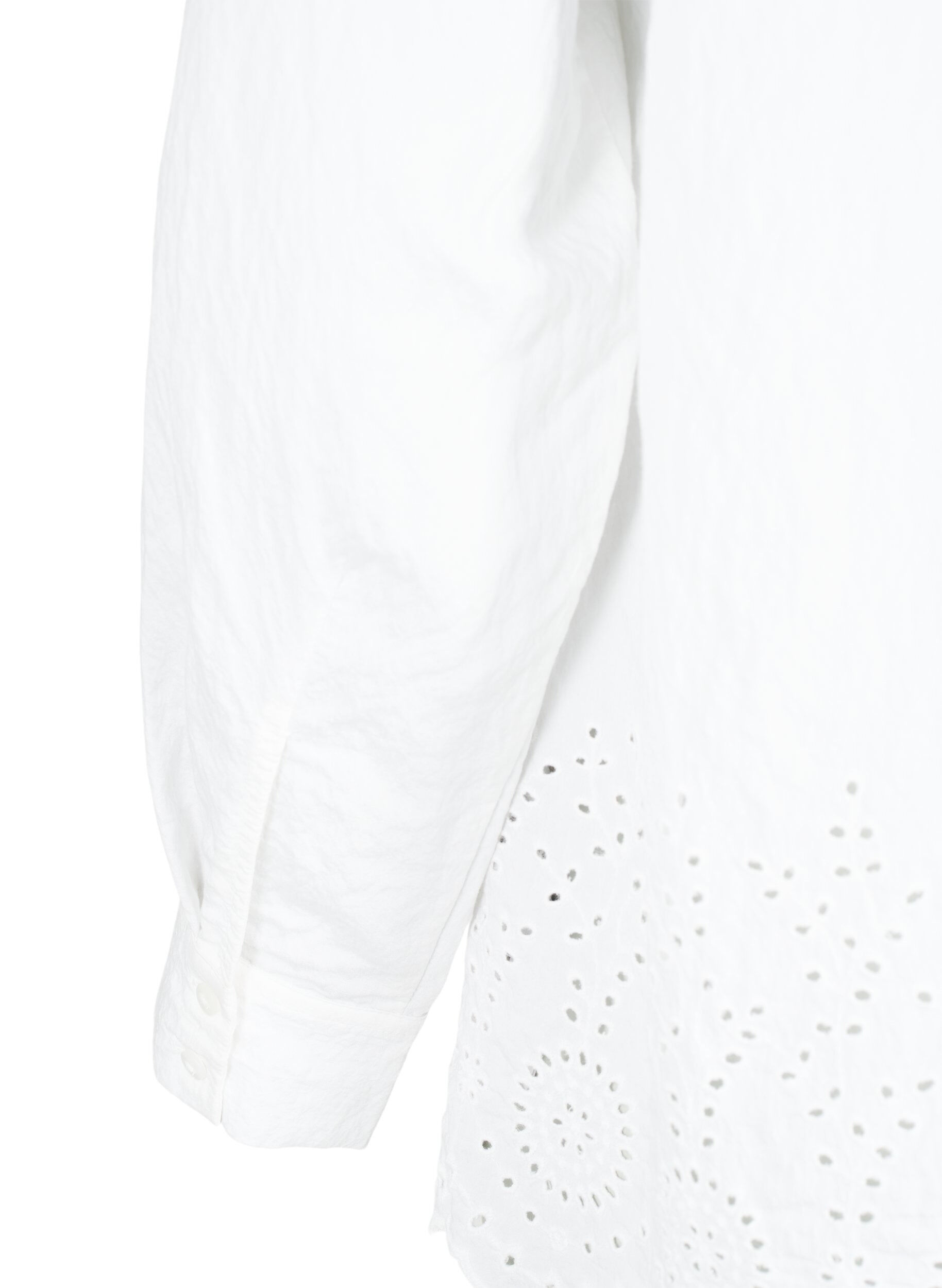 Zizzi Chemise en viscose avec broderie anglaise, Bright White, Packshot image number 3