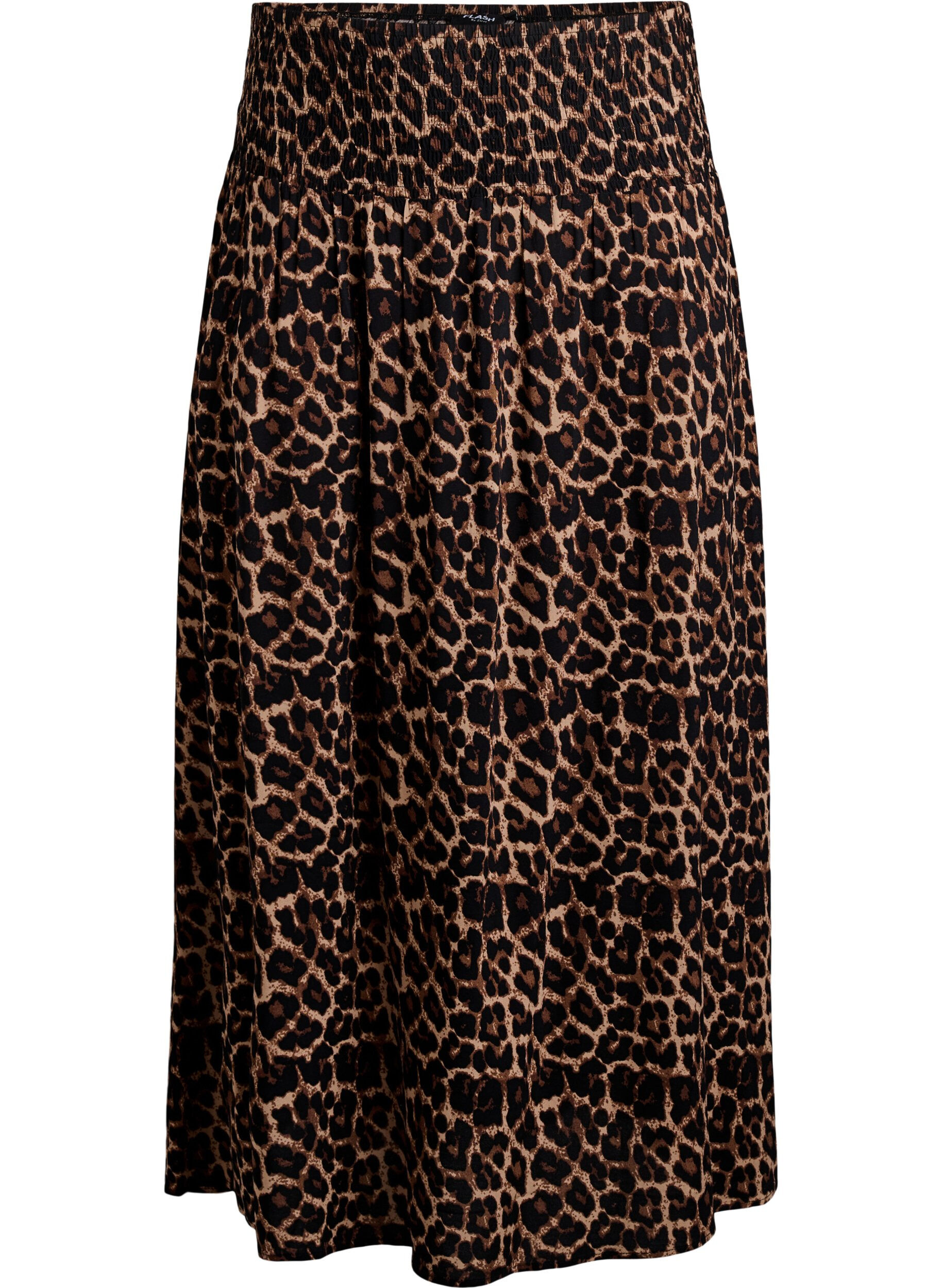 ZizziJupe longue en viscose avec smocks, Marron, Packshot image number 0