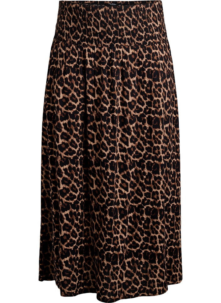 Jupe longue en viscose avec smocks, Marron, Packshot image number 0