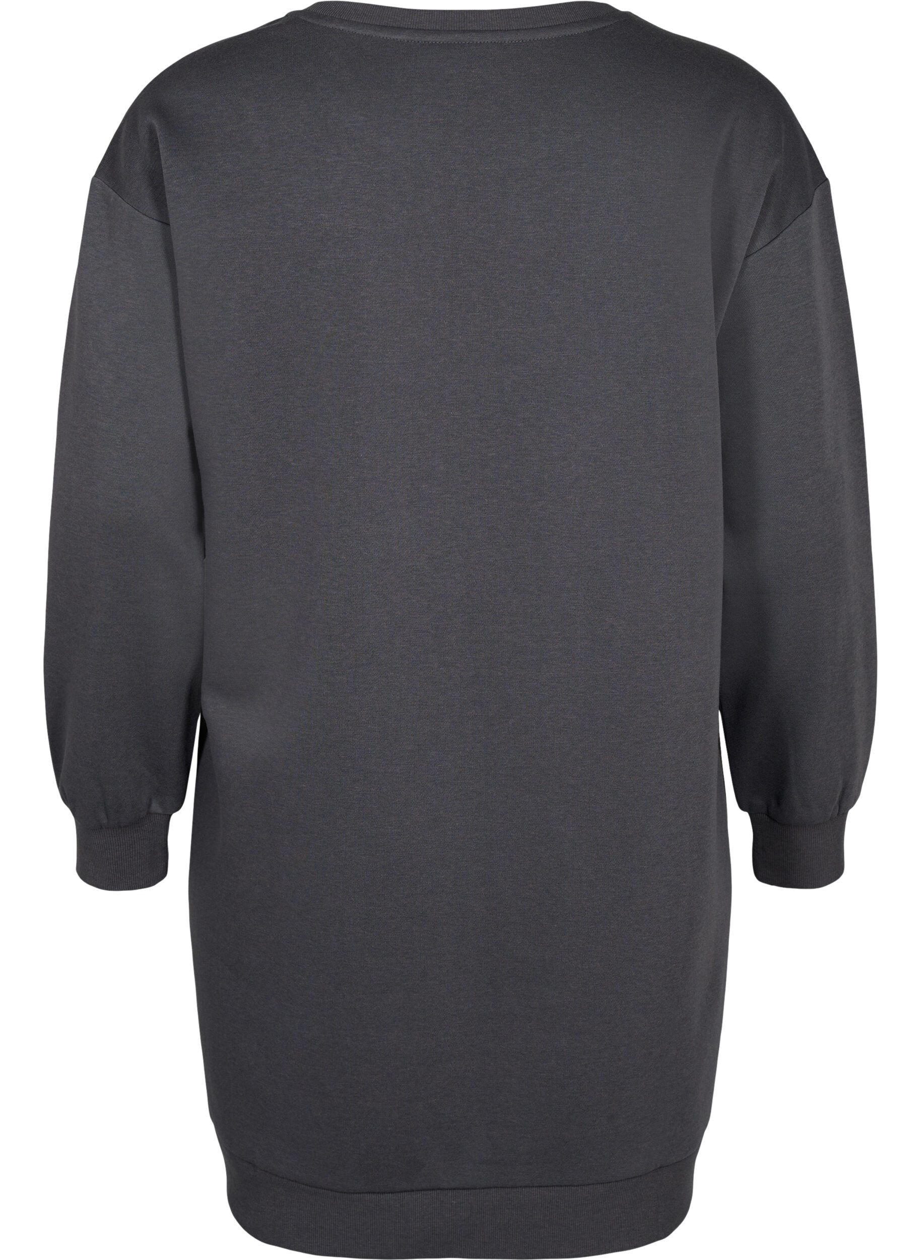 Zizzi Robe sweat avec d&eacute;tails brod&eacute;s., Dark Grey, Packshot image number 1