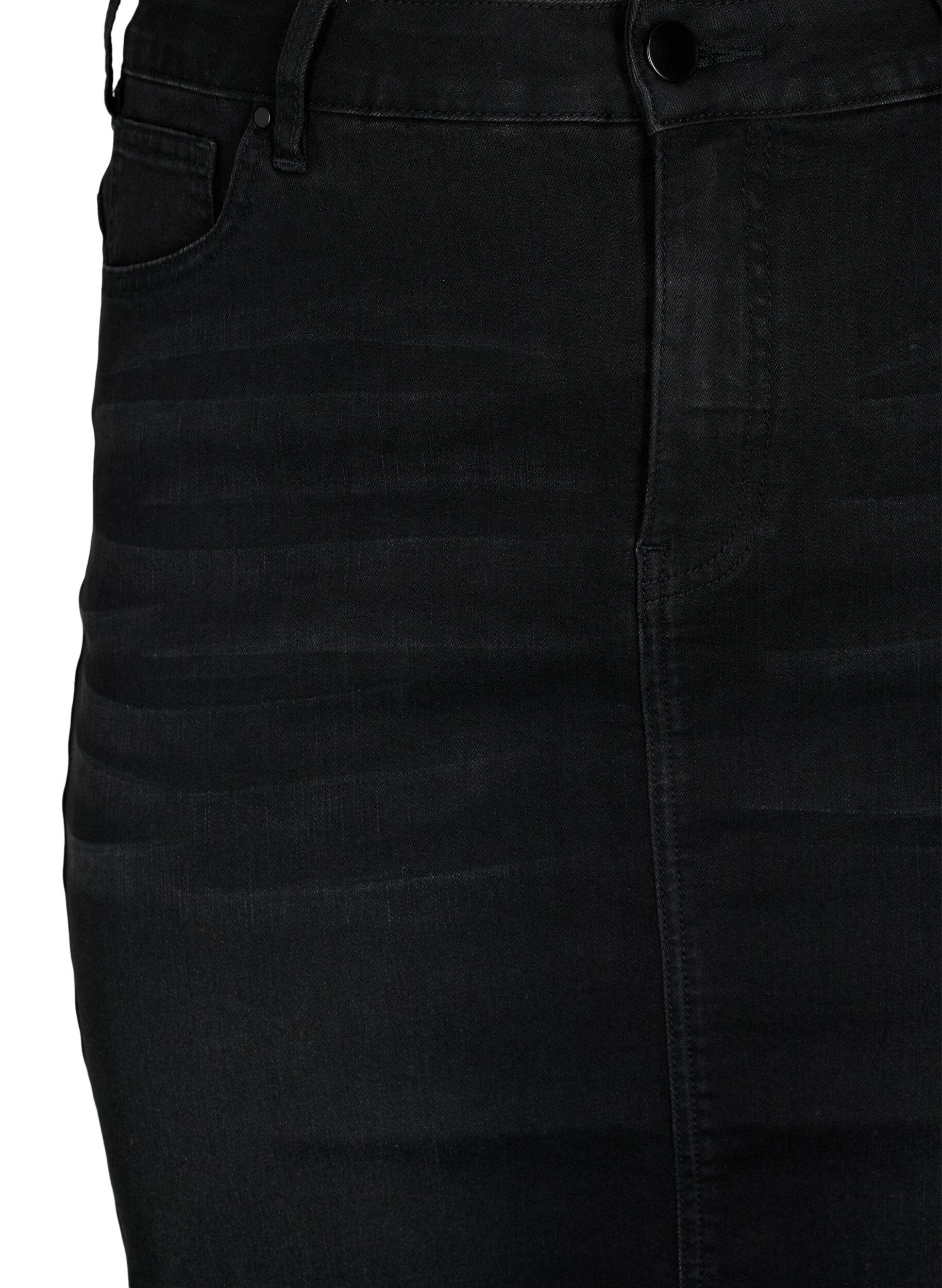 Zizzi Jupe midi en jean avec fente, Noir, Packshot image number 2