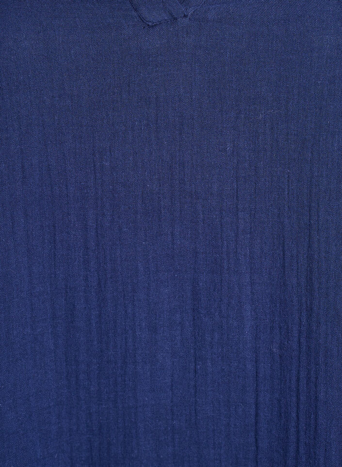 Robe courte &eacute;vas&eacute;e en mousseline de coton, Bleu, Packshot image number 2