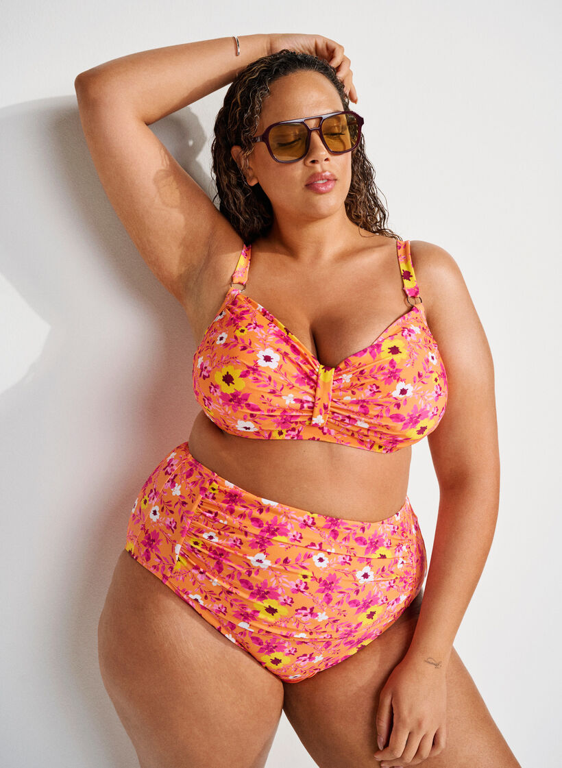 Haut de bikini avec armatures et imprim&eacute;, Orange, Image image number 0