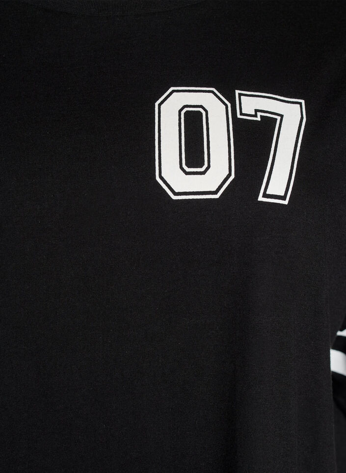 Robe T-shirt courte avec d&eacute;tails sportifs, Noir, Packshot image number 2