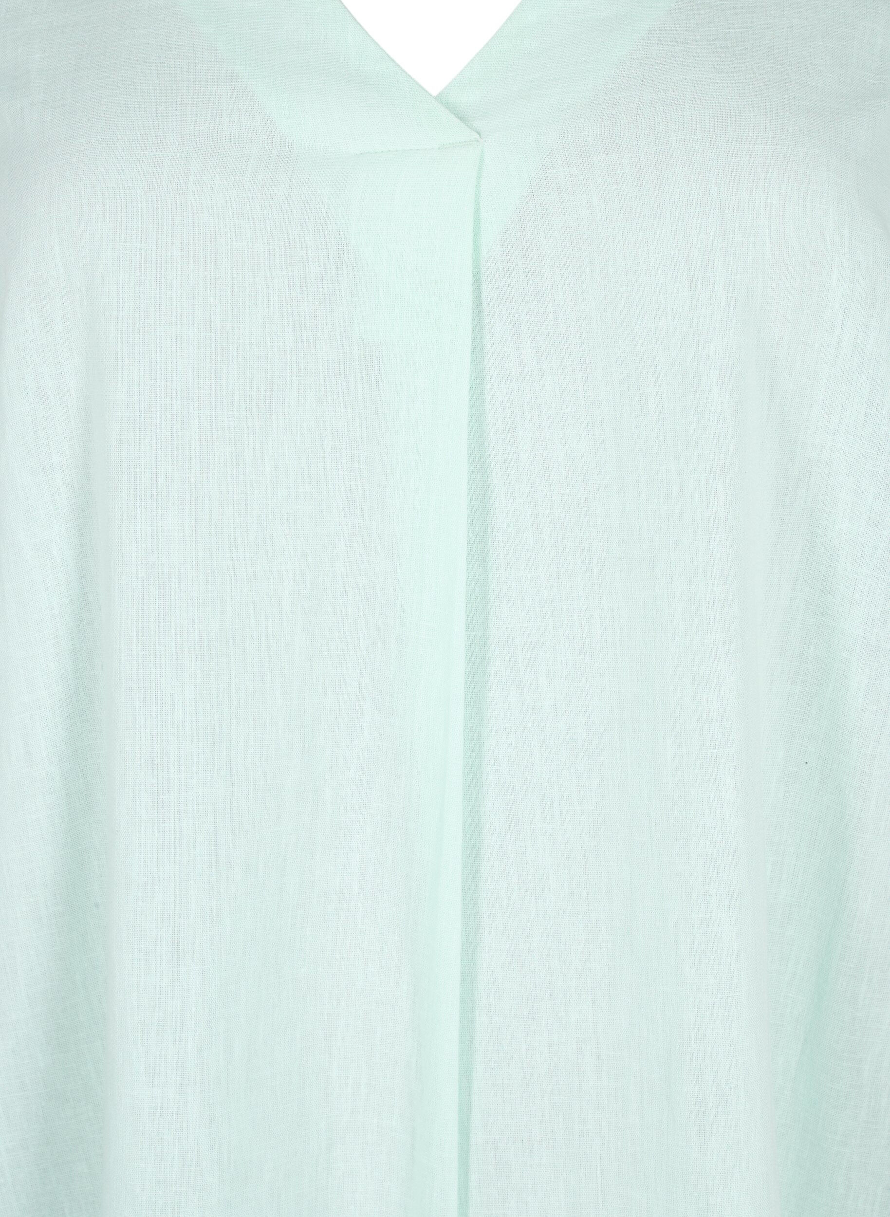 Zizzi Robe caftan en m&eacute;lange de coton avec du lin, Vert clair, Packshot image number 2