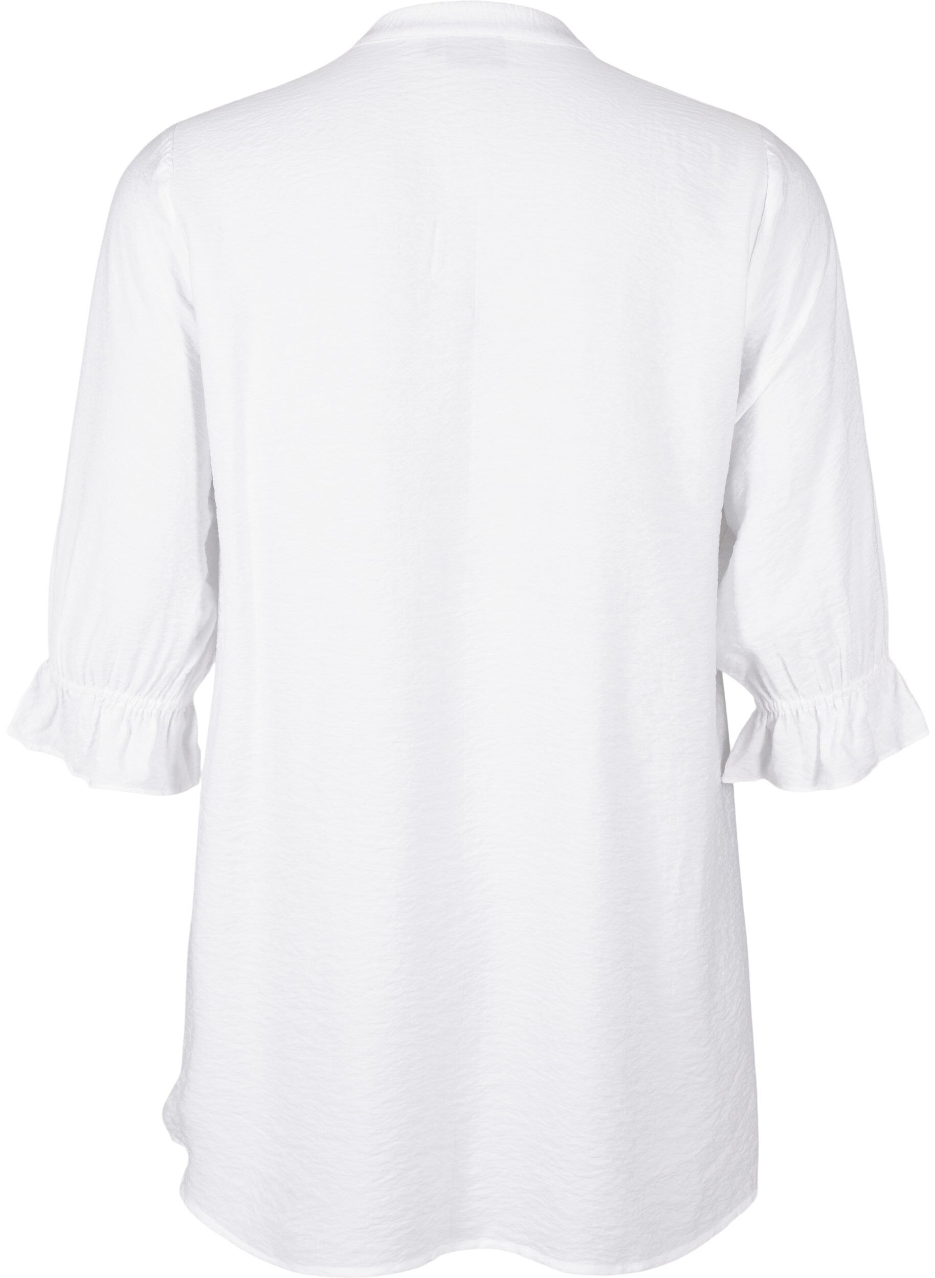 Zizzi Chemise longue en viscose avec d&eacute;tail en dentelle, Bright White, Packshot image number 1