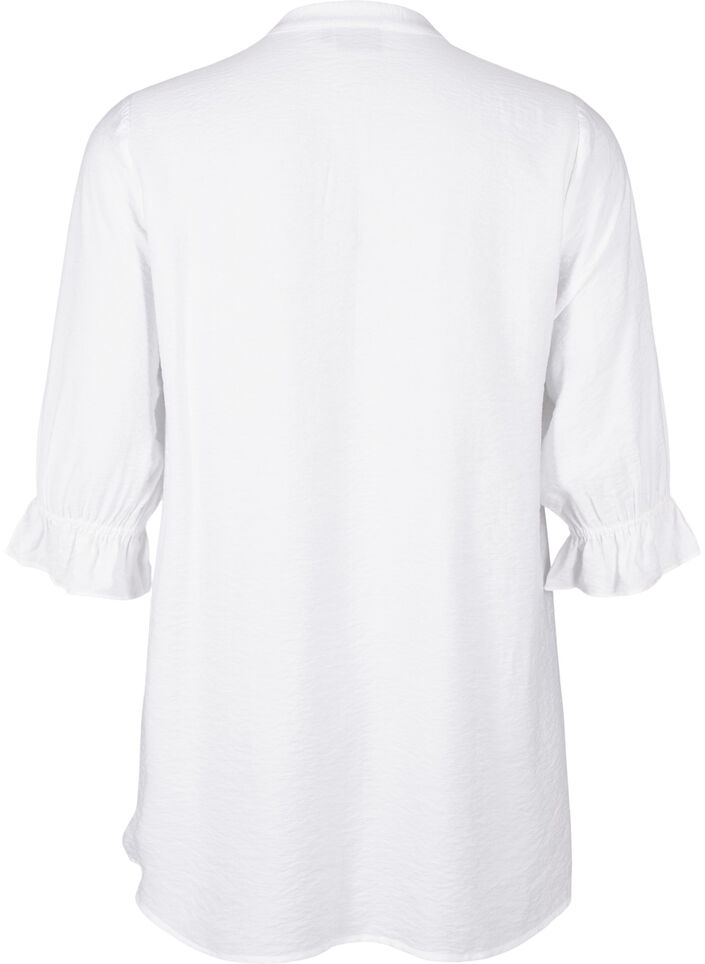 Chemise longue en viscose avec détail en dentelle, Bright White, Packshot image number 1