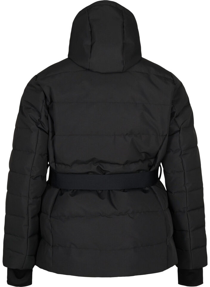 Veste de ski avec capuche et ceinture, Black, Packshot image number 1
