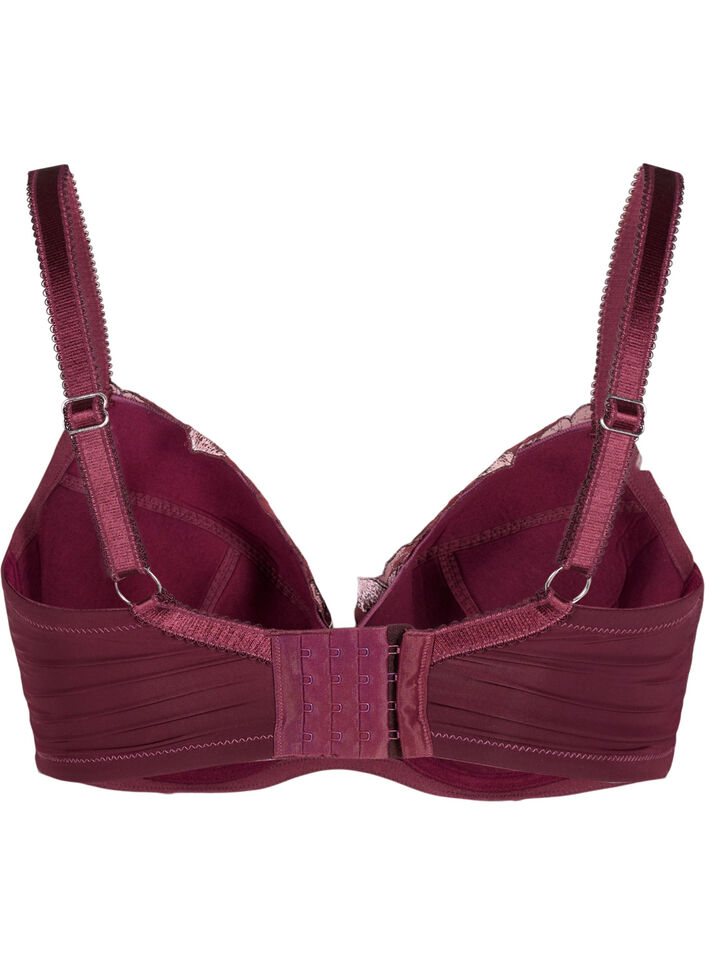 Bras rembourré avec broderie florale, Bordeaux foncé, Packshot image number 1