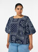 Blouse en viscose &agrave; imprim&eacute; cachemire et manches ballon, Bleu, Model image number 0
