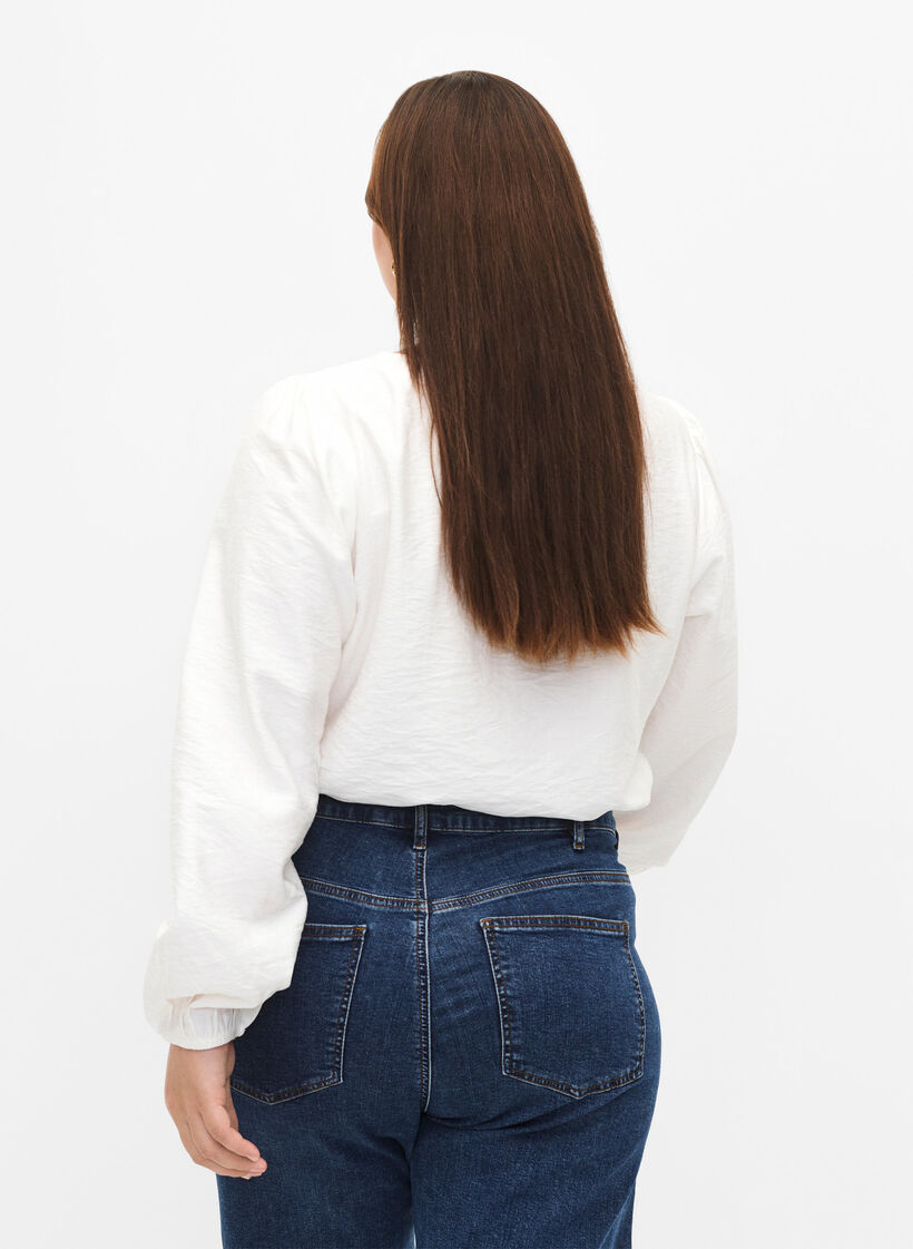 Chemisier en viscose avec détails en crochet, Bright White, Model image number 1