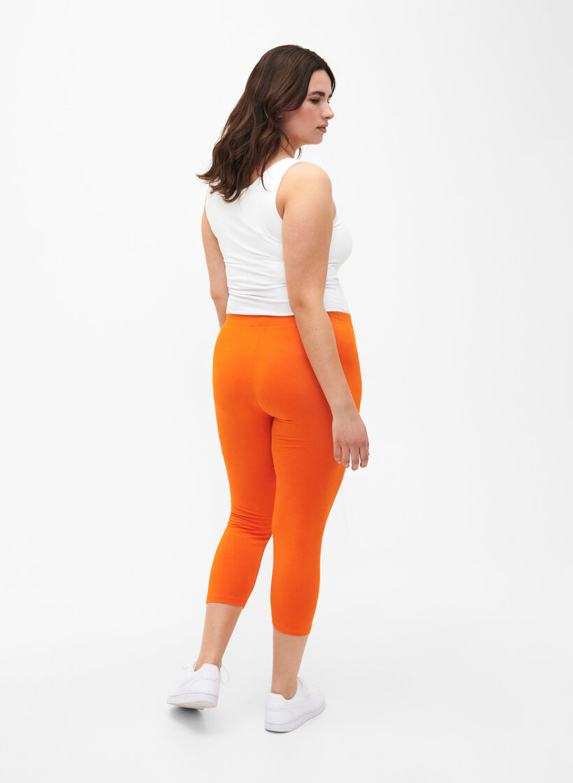 Leggings basiques longueur 3/4 en viscose, Orange, Model image number 2