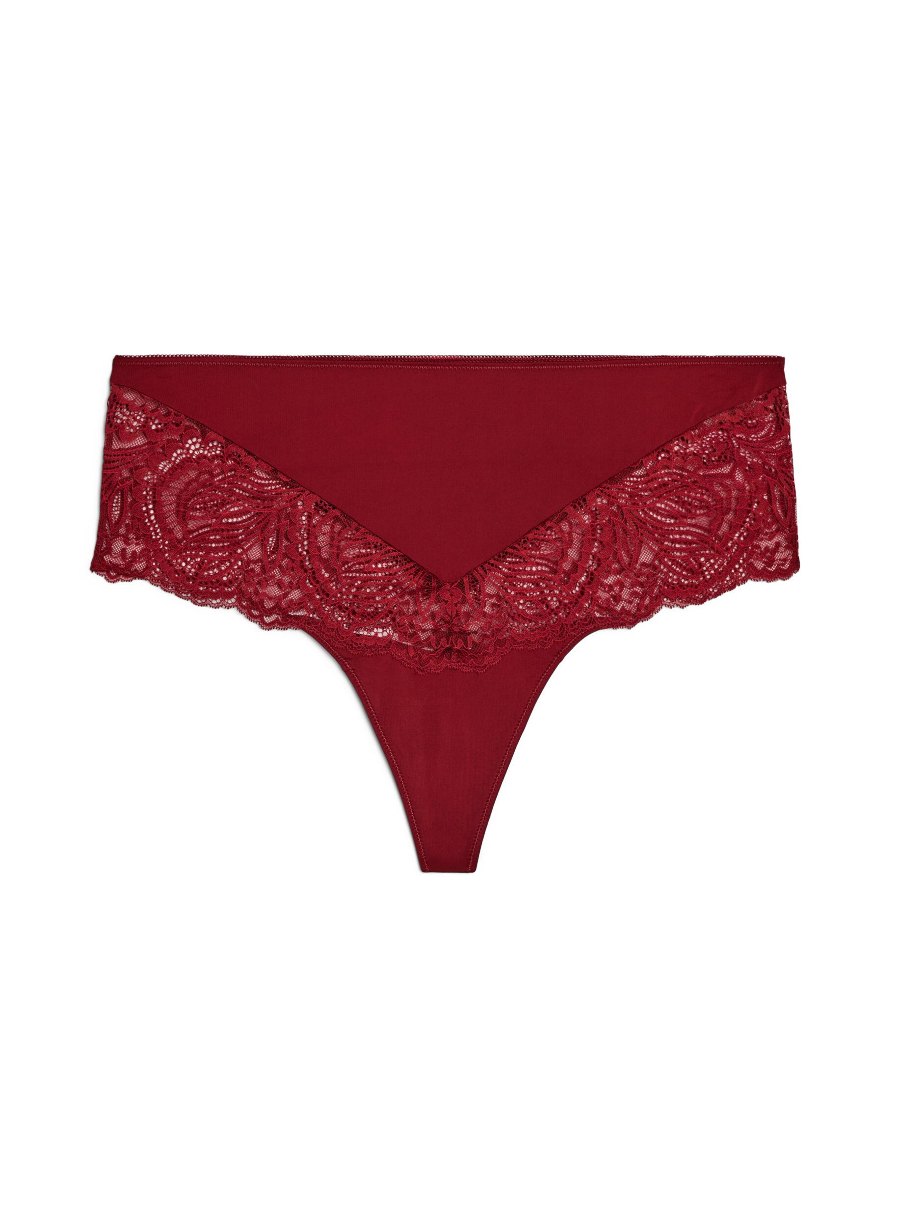 ZizziString hipster taille haute avec dentelle, Rouge, Packshot image number 0