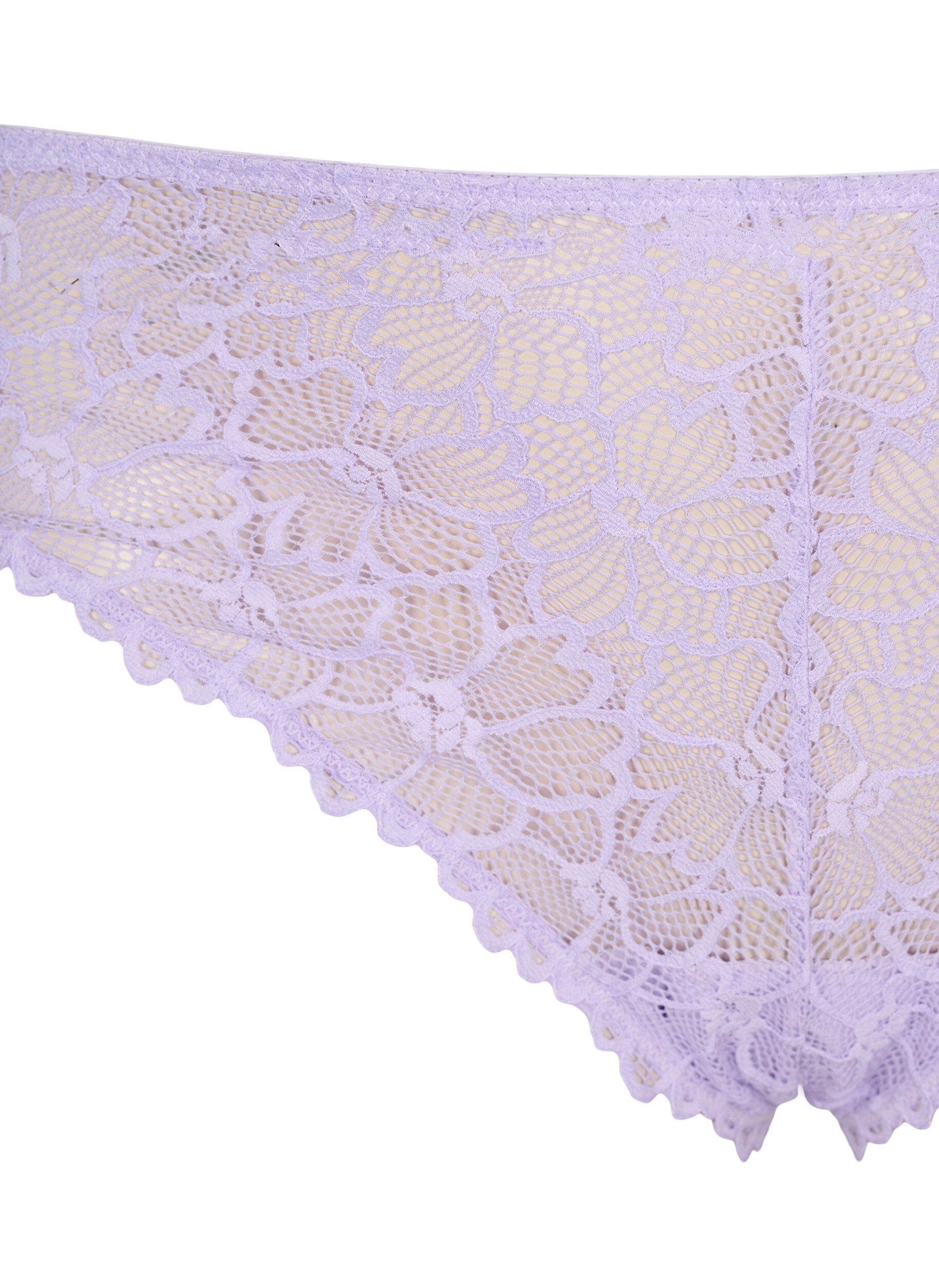 Zizzi String en dentelle florale avec taille r&eacute;guli&egrave;re, Mauve, Packshot image number 2