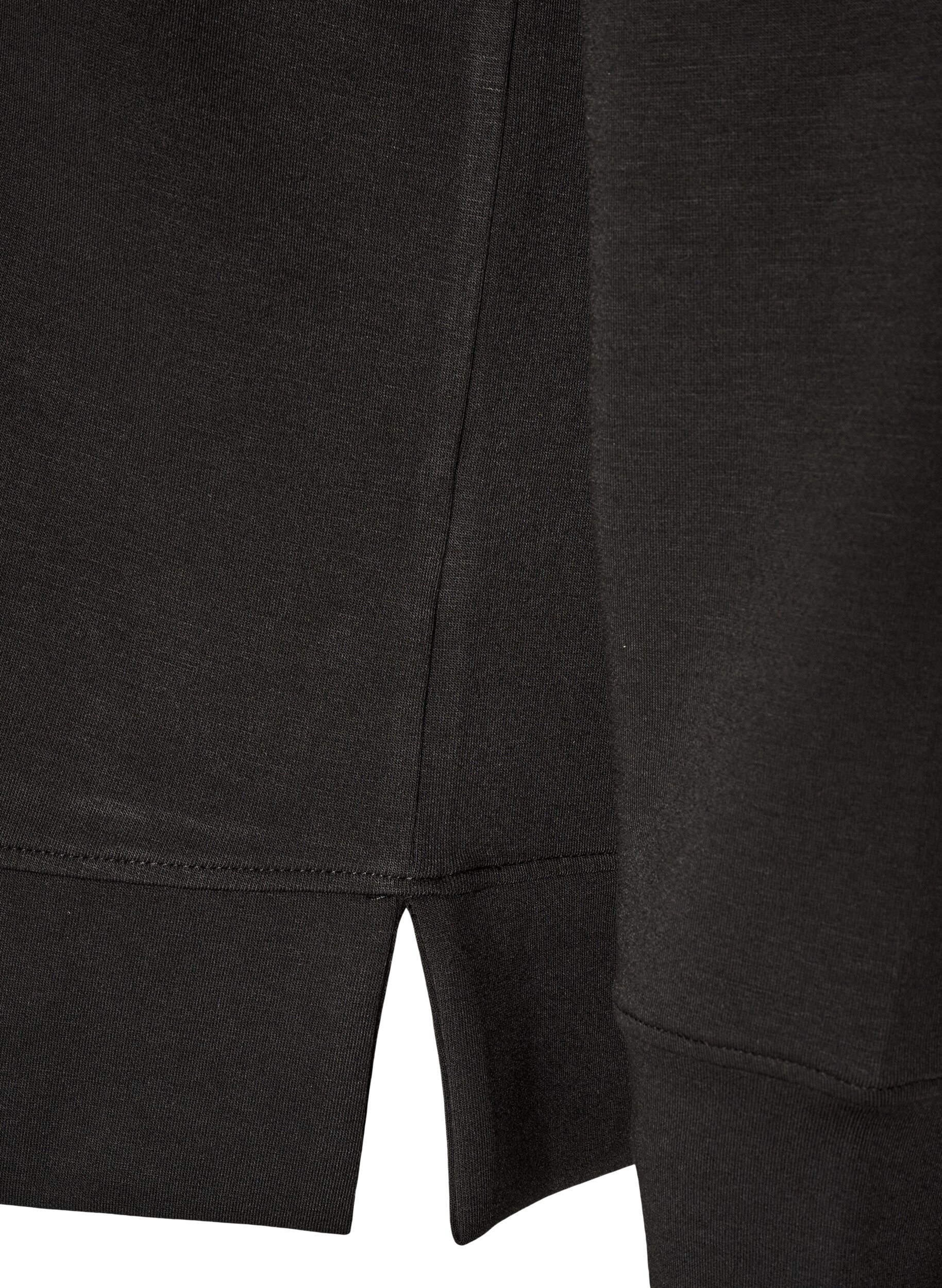 ZizziBlouse en jersey &agrave; manches longues et col rond, Noir, Packshot image number 3