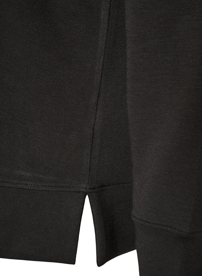 Blouse en jersey &agrave; manches longues et col rond, Noir, Packshot image number 3