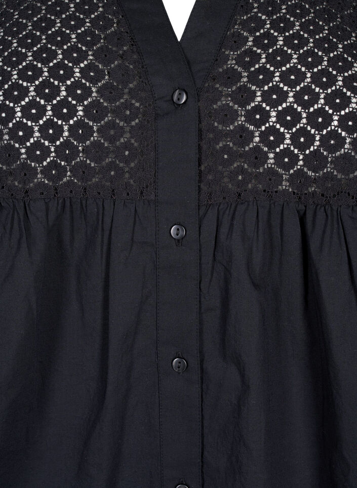 FLASH – Chemise avec détails en crochet, Black, Packshot image number 2