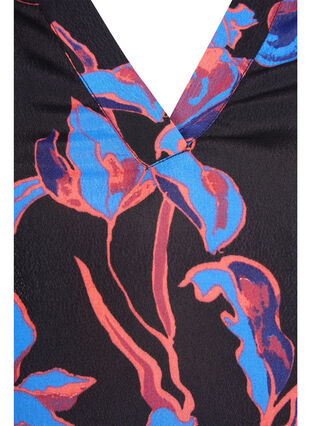 Robe en viscose à fleurs avec col en V, Blue Orange AOP, Packshot image number 2