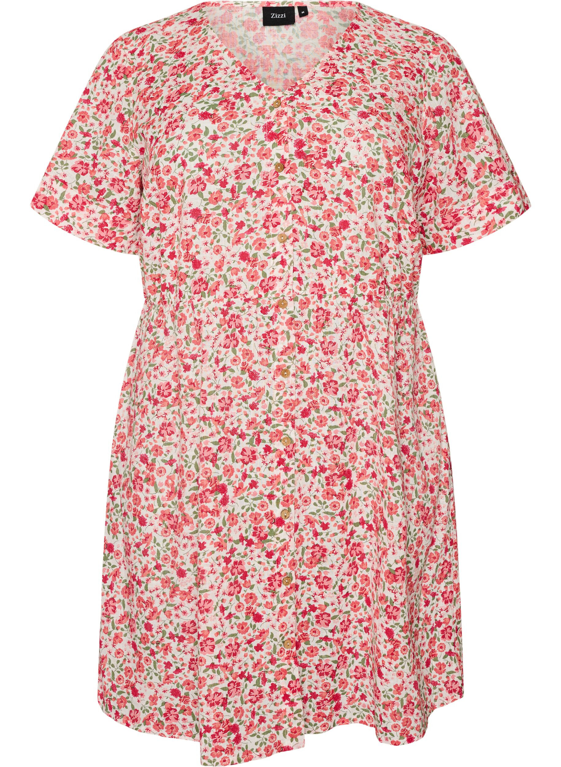 ZizziRobe courte en coton &agrave; imprim&eacute; floral, Rouge, Packshot image number 0