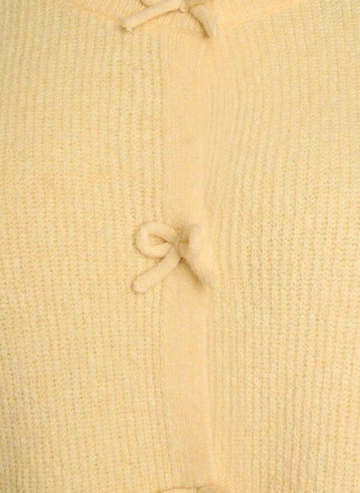 Cardigan en maille &agrave; manches courtes avec des n&oelig;uds, Jaune clair, Packshot image number 2