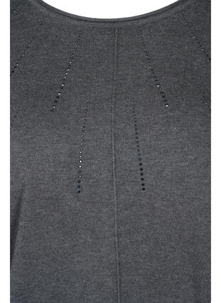 Blouse en tricot en viscose mélangée avec strass, Dark Grey Melange, Packshot image number 2