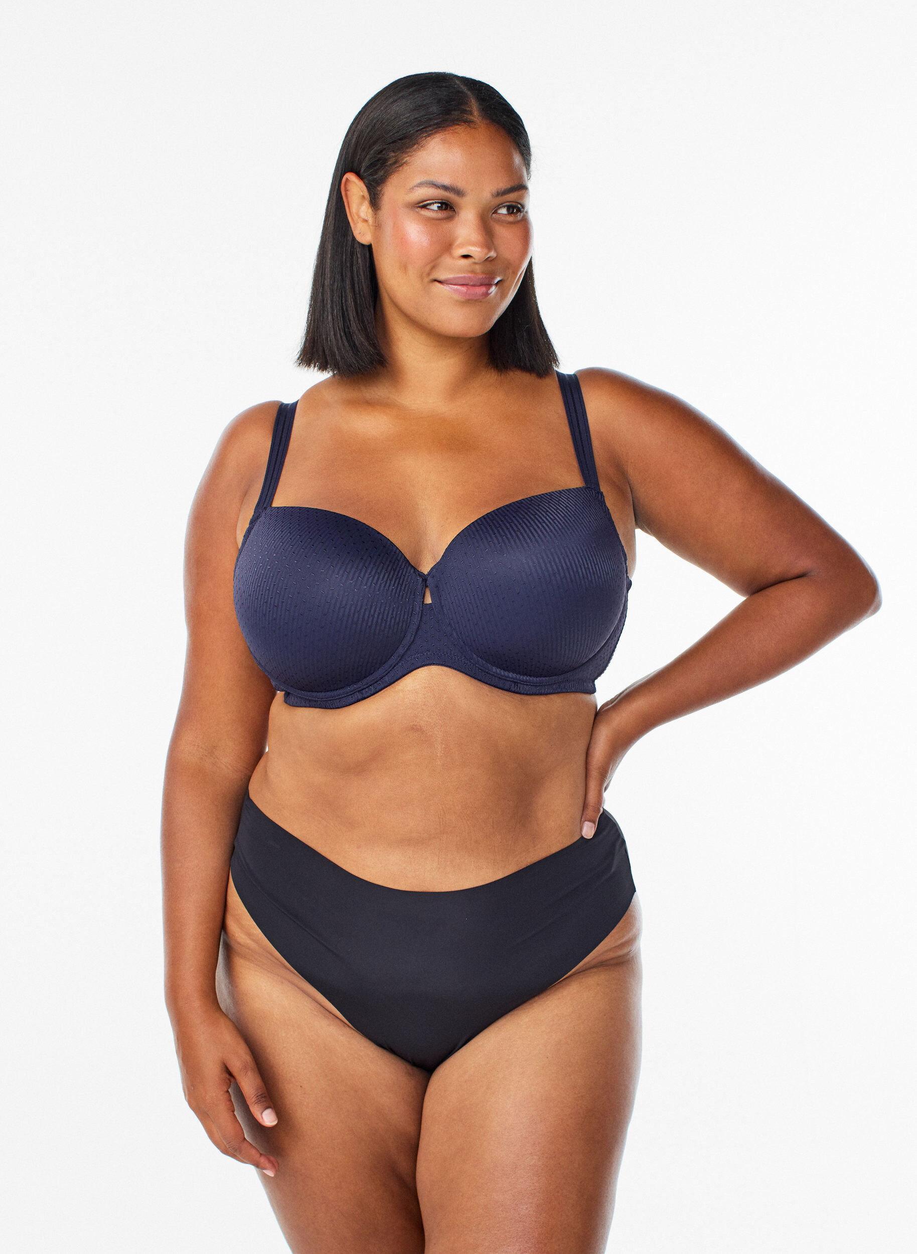 Zizzi Soutien-gorge moul&eacute; &agrave; armatures avec motif, Bleu, Model image number 1