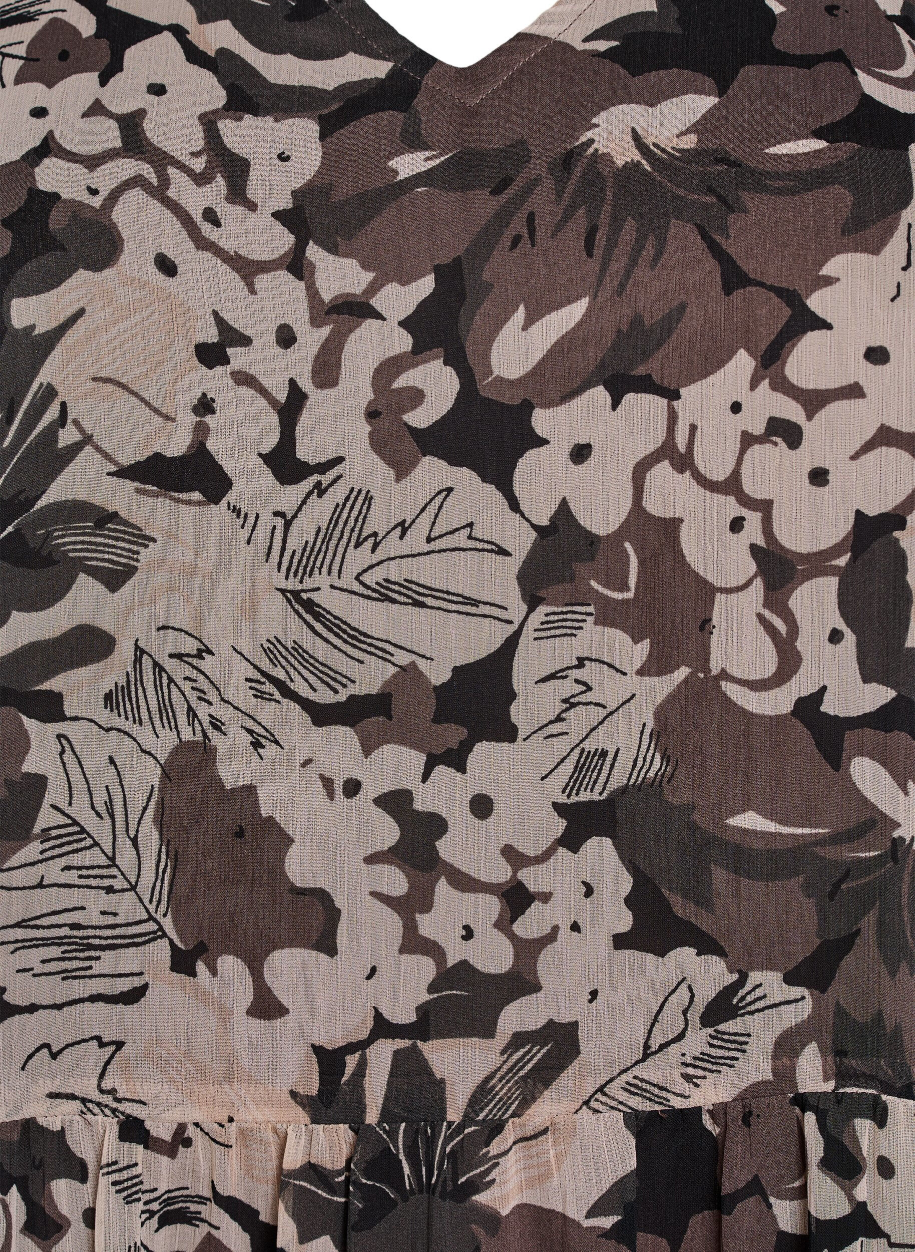 Zizzi Robe courte &agrave; coupe &eacute;vas&eacute;e avec imprim&eacute; floral, Noir, Packshot image number 2