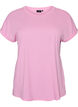 T-shirt &agrave; manches courtes en coton m&eacute;lang&eacute;, Rose, Packshot image number 0