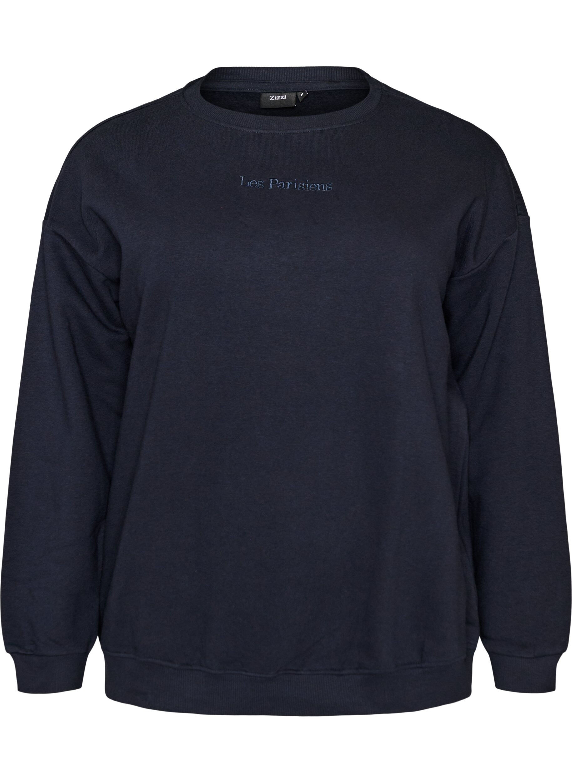 ZizziSweat-shirt avec imprim&eacute; texte, Bleu, Packshot image number 0