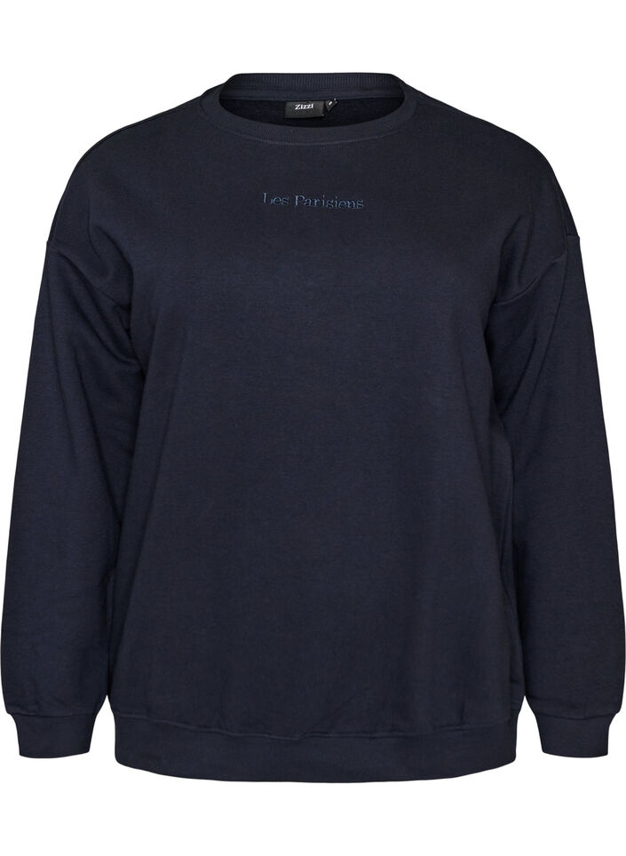 Sweat-shirt avec imprim&eacute; texte, Bleu, Packshot image number 0