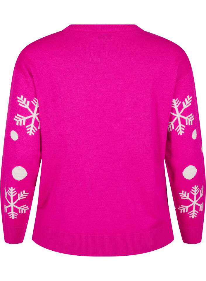 Pull de Noël à col rond, Pink Glow Comb, Packshot image number 1