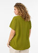 Blouse with short sleeves and a round neckline, Vert, Model image number 2