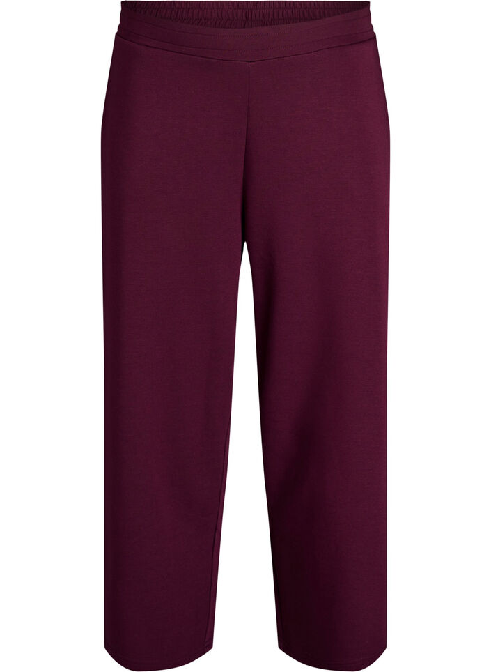 Pantalon 7/8 en modal m&eacute;lang&eacute; avec poches, Bordeaux fonc&eacute;, Packshot image number 0